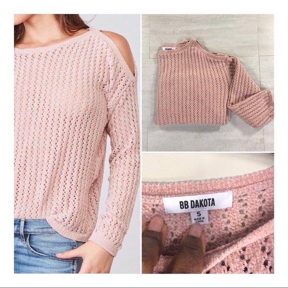 BB Dakota Sweaters - BB Dakota Luna Cold Shoulder Chenille Sweater